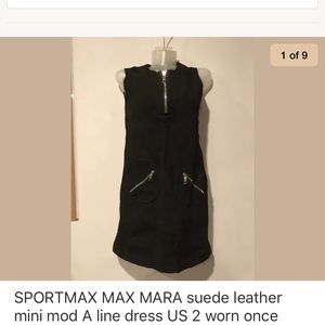 SPORTMAX MAX MARA suede leather mini mod dress 2